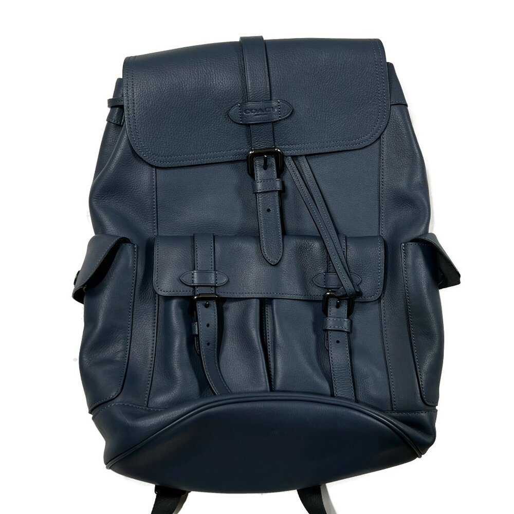 Coach Hudson‎ Leather Backpack Teal Blue Bucket School Work Briefcase Office